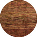 Round Machine Washable Abstract Orange Modern Area Rugs, wshabs4763org