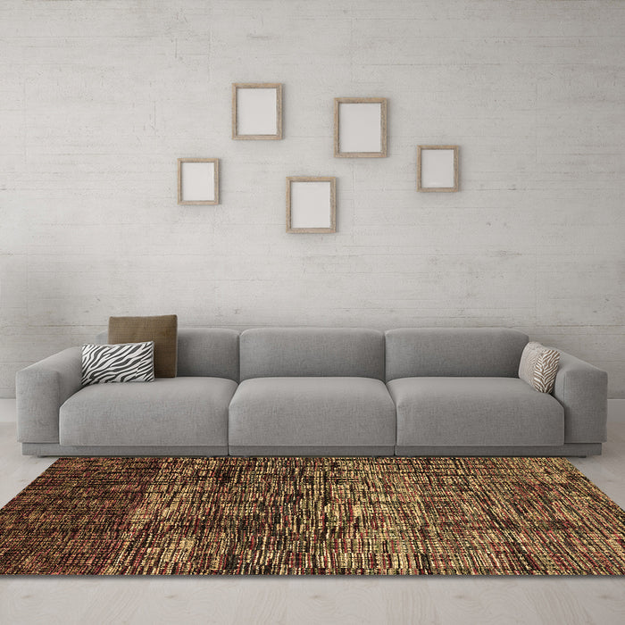 Machine Washable Abstract Brown Modern Rug in a Living Room,, wshabs4763brn