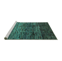 Sideview of Machine Washable Abstract Turquoise Modern Area Rugs, wshabs4763turq