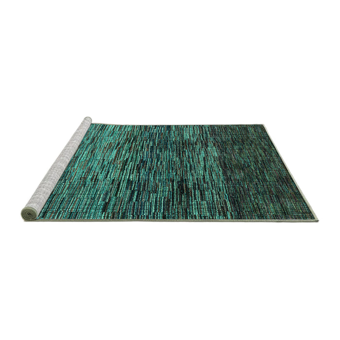 Sideview of Machine Washable Abstract Turquoise Modern Area Rugs, wshabs4763turq
