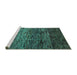 Sideview of Machine Washable Abstract Turquoise Modern Area Rugs, wshabs4763turq