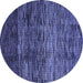 Round Machine Washable Abstract Blue Modern Rug, wshabs4763blu