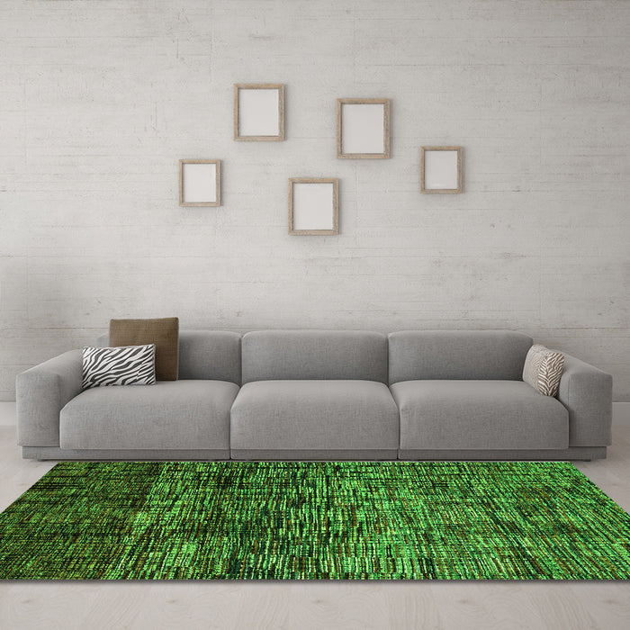 Machine Washable Abstract Green Modern Area Rugs in a Living Room,, wshabs4763grn