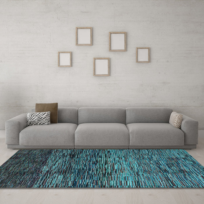 Machine Washable Abstract Light Blue Modern Rug in a Living Room, wshabs4763lblu