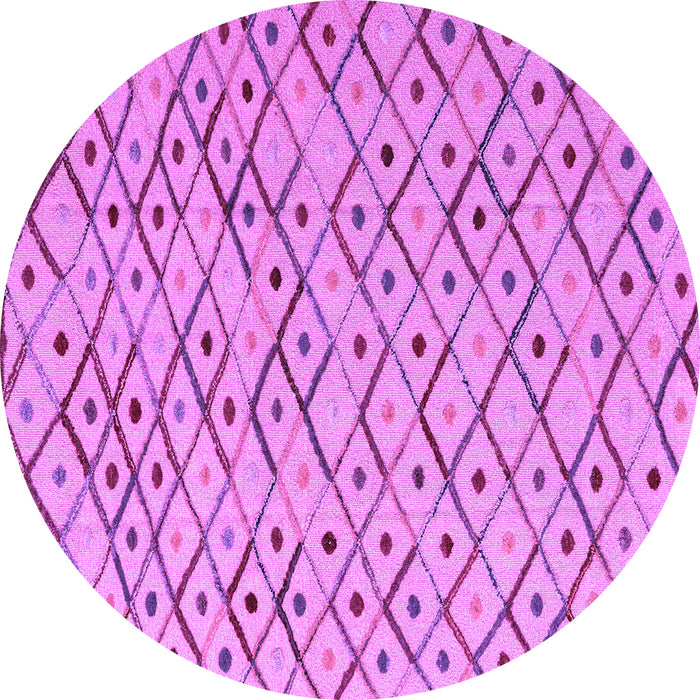 Round Machine Washable Abstract Purple Modern Area Rugs, wshabs4764pur