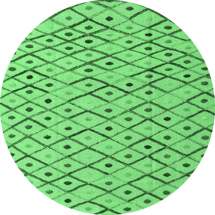 Round Abstract Emerald Green Modern Rug, abs4764emgrn