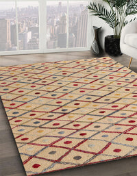 Abstract Gold Brown Modern Rug, abs4764