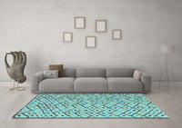 Machine Washable Abstract Light Blue Modern Rug, wshabs4764lblu