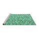 Sideview of Machine Washable Abstract Turquoise Modern Area Rugs, wshabs4764turq