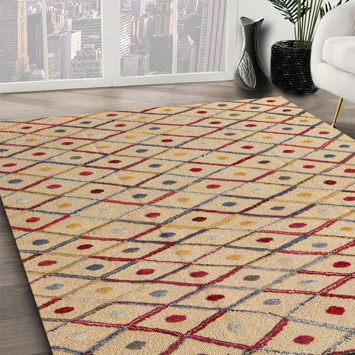 Abstract Gold Brown Modern Rug in Family Room, abs4764