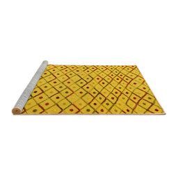 Sideview of Machine Washable Abstract Yellow Modern Rug, wshabs4764yw