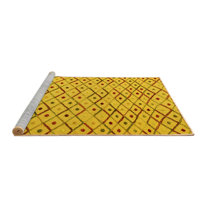 Sideview of Machine Washable Abstract Yellow Modern Rug, wshabs4764yw