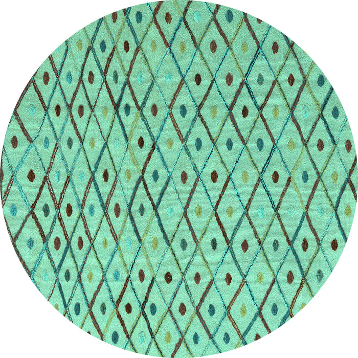 Round Abstract Turquoise Modern Rug, abs4764turq