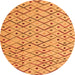 Round Machine Washable Abstract Orange Modern Area Rugs, wshabs4764org