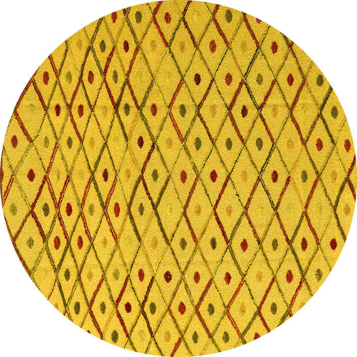 Round Machine Washable Abstract Yellow Modern Rug, wshabs4764yw