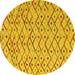 Round Machine Washable Abstract Yellow Modern Rug, wshabs4764yw