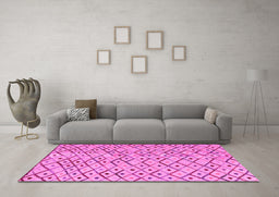 Machine Washable Abstract Pink Modern Rug in a Living Room, wshabs4764pnk
