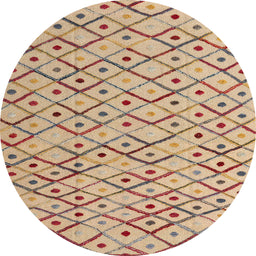 Round Abstract Gold Brown Modern Rug, abs4764