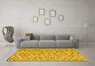 Machine Washable Abstract Yellow Modern Rug in a Living Room, wshabs4764yw