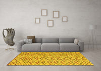 Machine Washable Abstract Yellow Modern Rug, wshabs4764yw