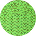 Round Machine Washable Abstract Green Modern Area Rugs, wshabs4764grn