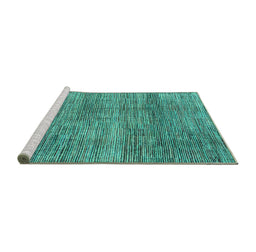 Sideview of Machine Washable Abstract Turquoise Modern Area Rugs, wshabs4765turq