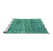 Sideview of Machine Washable Abstract Turquoise Modern Area Rugs, wshabs4765turq