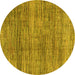 Round Machine Washable Abstract Yellow Modern Rug, wshabs4765yw