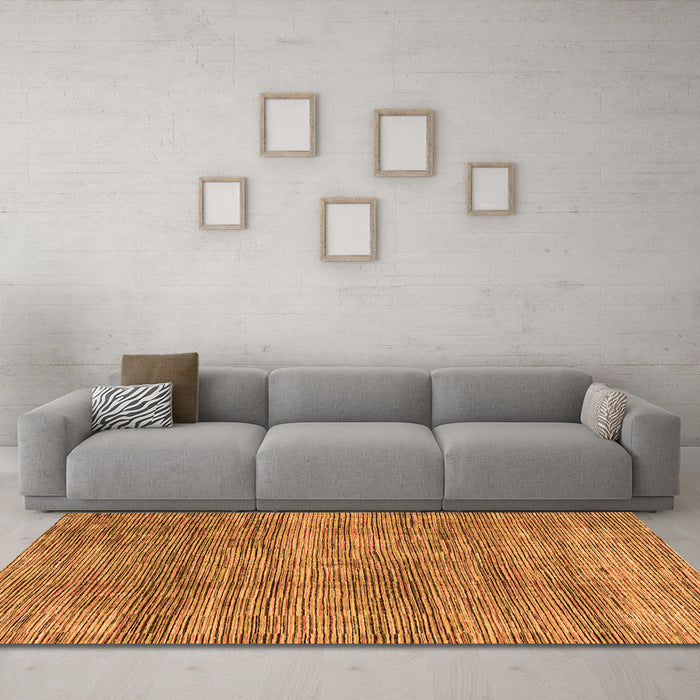 Machine Washable Abstract Orange Modern Area Rugs in a Living Room, wshabs4765org