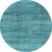 Round Machine Washable Abstract Light Blue Modern Rug, wshabs4765lblu