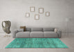 Machine Washable Abstract Turquoise Modern Area Rugs in a Living Room,, wshabs4765turq