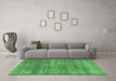 Machine Washable Abstract Emerald Green Modern Area Rugs in a Living Room,, wshabs4765emgrn