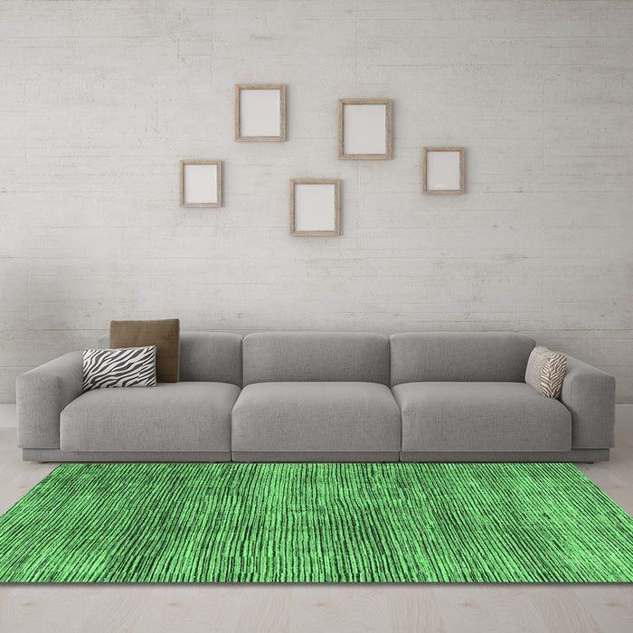 Machine Washable Abstract Emerald Green Modern Area Rugs in a Living Room,, wshabs4765emgrn