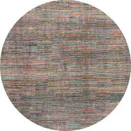 Round Abstract Coffee Brown Modern Rug, abs4765