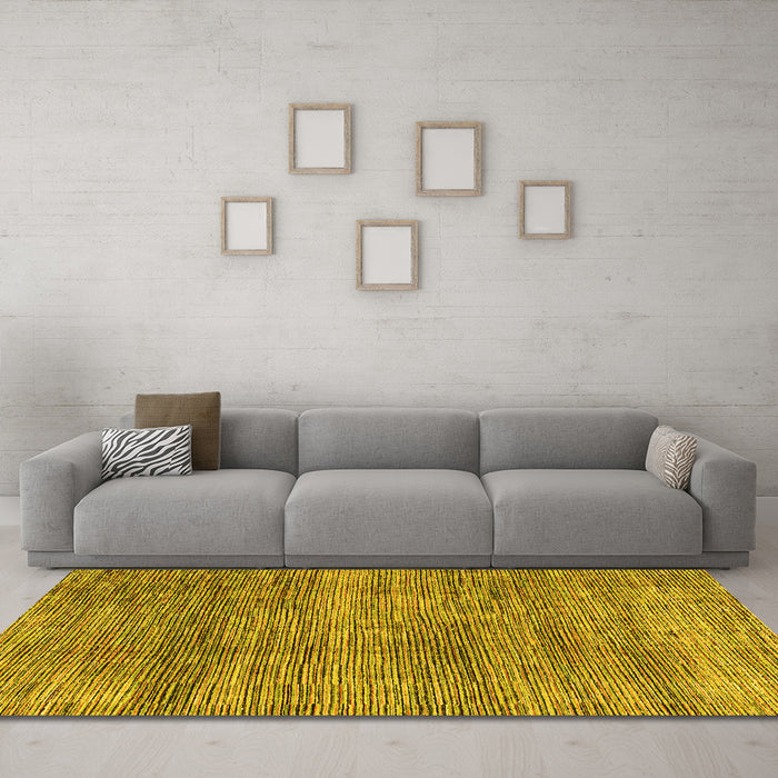 Machine Washable Abstract Yellow Modern Rug in a Living Room, wshabs4765yw