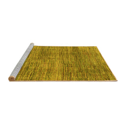 Sideview of Machine Washable Abstract Yellow Modern Rug, wshabs4765yw