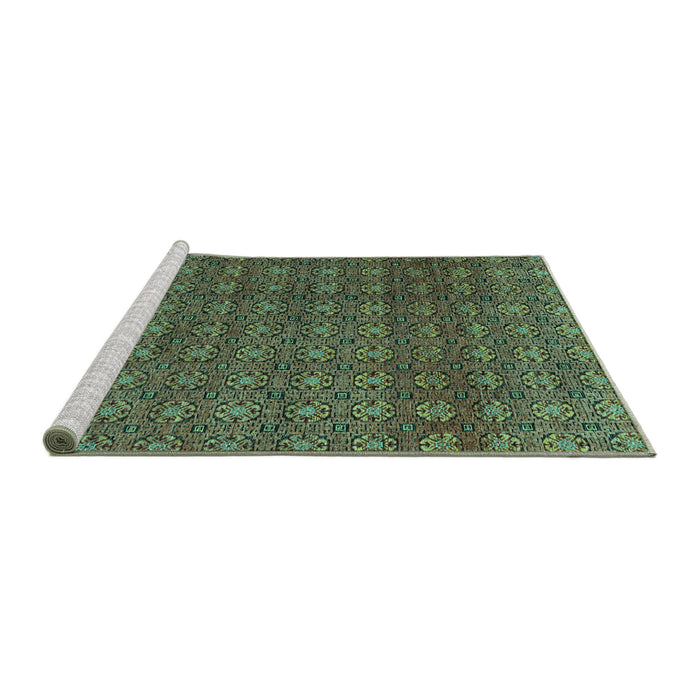 Sideview of Machine Washable Abstract Turquoise Modern Area Rugs, wshabs4766turq