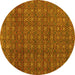 Round Machine Washable Abstract Yellow Modern Rug, wshabs4766yw