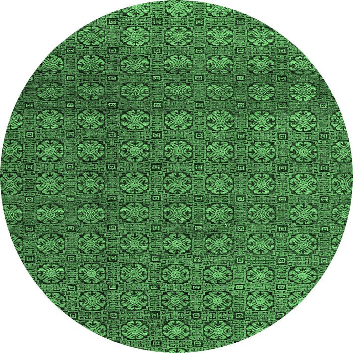 Round Abstract Emerald Green Modern Rug, abs4766emgrn