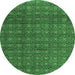 Round Abstract Emerald Green Modern Rug, abs4766emgrn