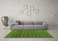 Machine Washable Abstract Green Modern Rug, wshabs4766grn