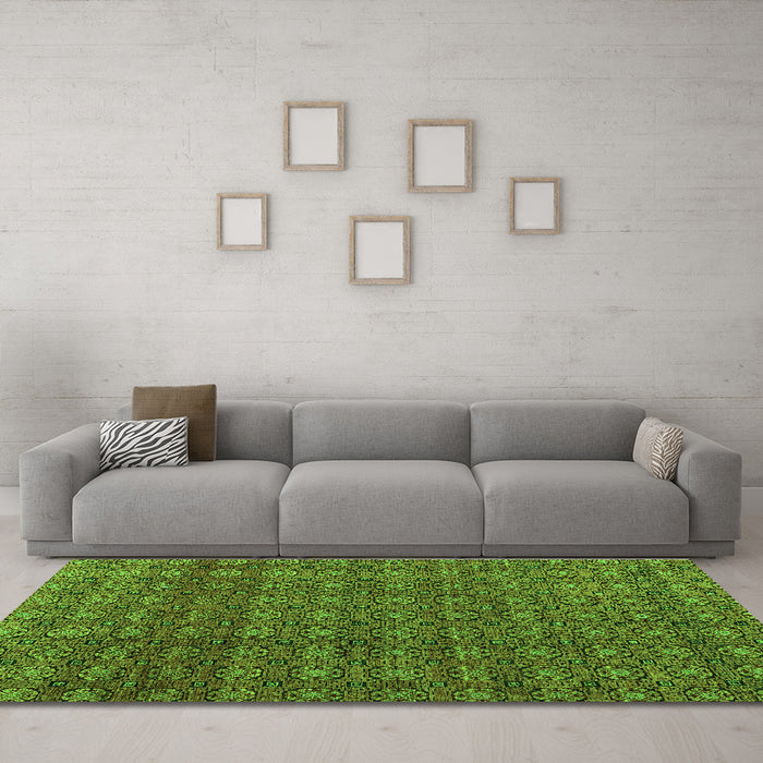 Machine Washable Abstract Green Modern Area Rugs in a Living Room,, wshabs4766grn