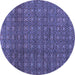 Round Machine Washable Abstract Blue Modern Rug, wshabs4766blu