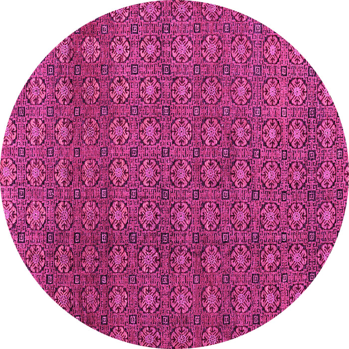 Round Machine Washable Abstract Pink Modern Rug, wshabs4766pnk