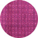 Round Machine Washable Abstract Pink Modern Rug, wshabs4766pnk