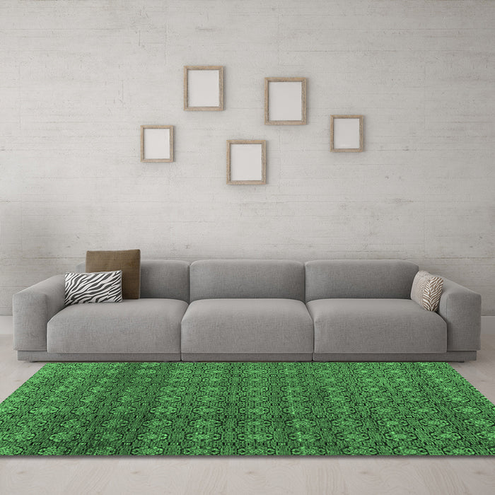 Machine Washable Abstract Emerald Green Modern Area Rugs in a Living Room,, wshabs4766emgrn