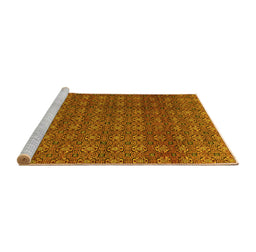 Sideview of Machine Washable Abstract Yellow Modern Rug, wshabs4766yw