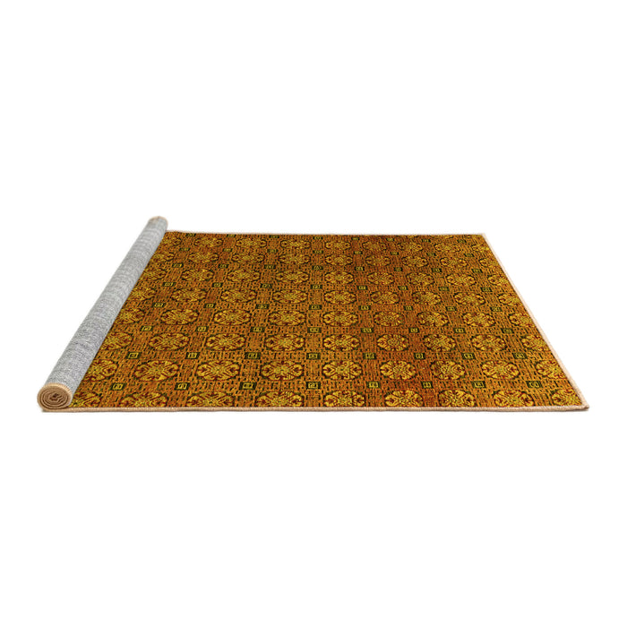 Sideview of Machine Washable Abstract Yellow Modern Rug, wshabs4766yw