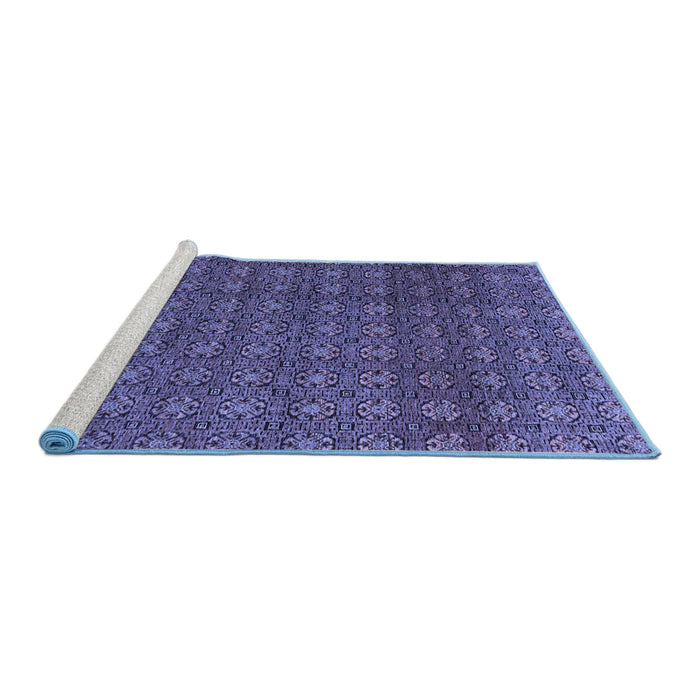 Sideview of Machine Washable Abstract Blue Modern Rug, wshabs4766blu