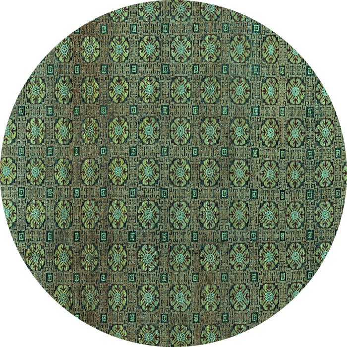 Round Abstract Turquoise Modern Rug, abs4766turq